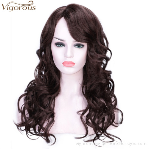 Vigorous Ombre Curly Side Part Long Wave for Women Synthetic Heat Resistant Party Wigs Natural Looking